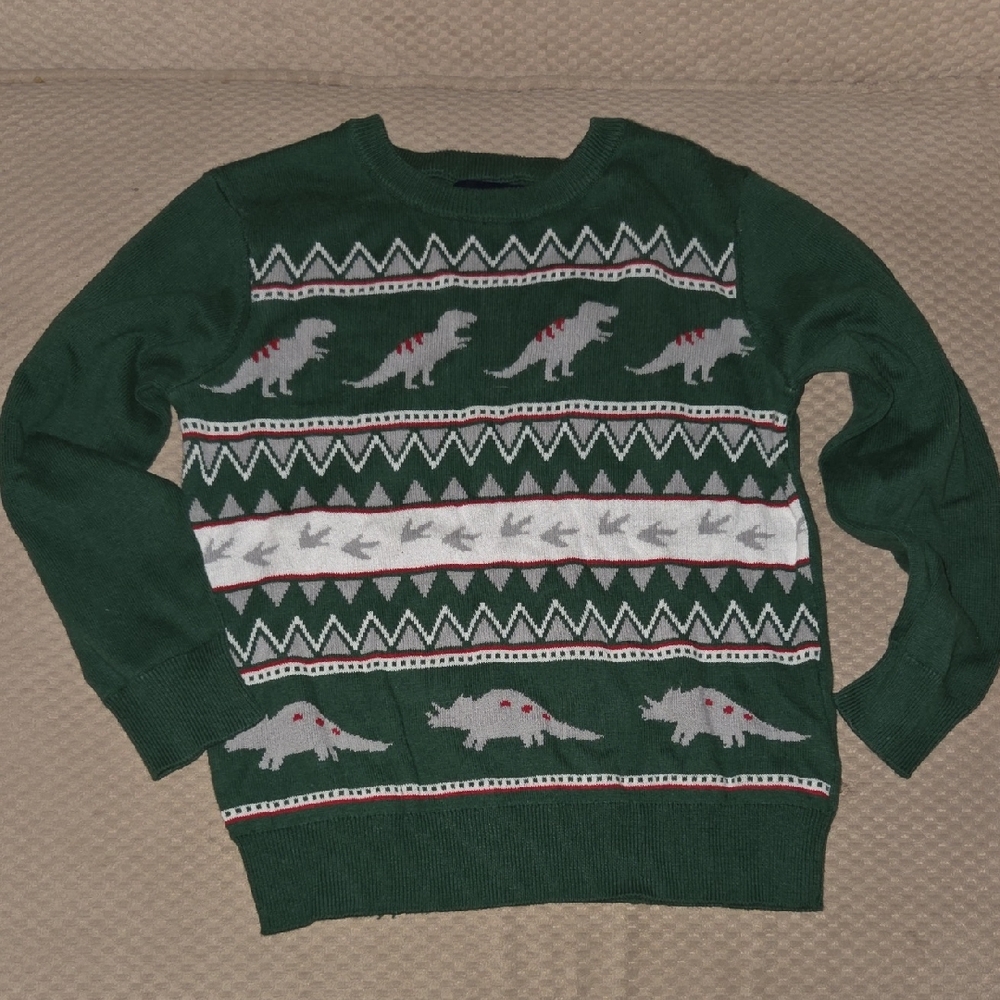 Andy & Evan Green Dinosaur Pattern Sweater